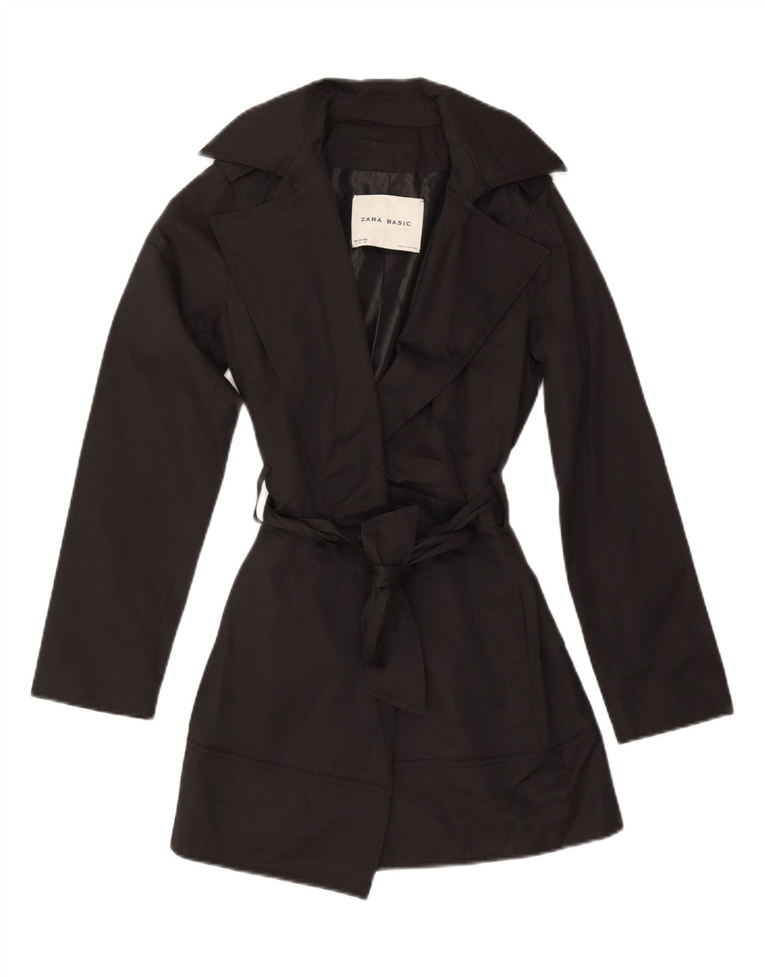 Zara Womens Overcoat UK 10 Small Black Polyester