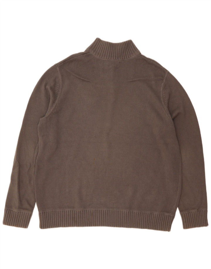EDDIE BAUER Mens Zip Neck Jumper Sweater XL Grey Cotton