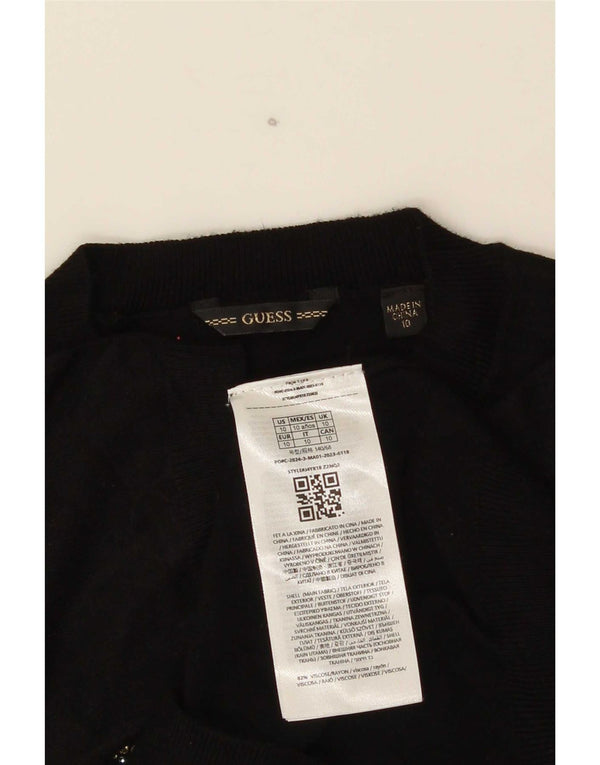 Guess Girls Graphic Short Sleeve Jumper Dress 9-10 Years Black Viscose