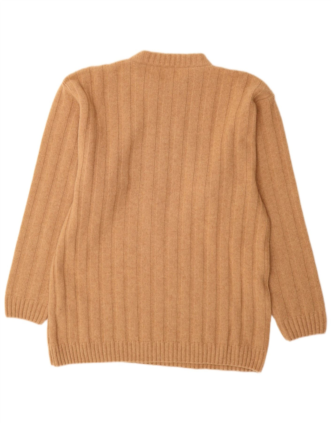 Vintage Mens Crew Neck Jumper Sweater Large Beige Wool