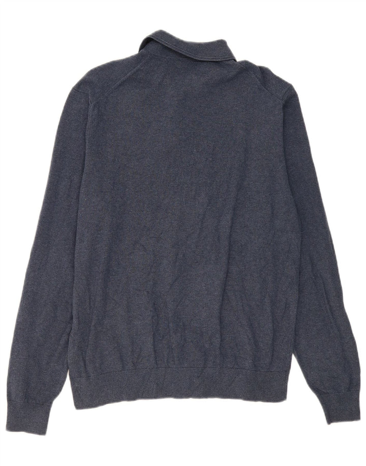 Marks & Spencer Mens Polo Neck Jumper Sweater Medium Navy Blue Cotton