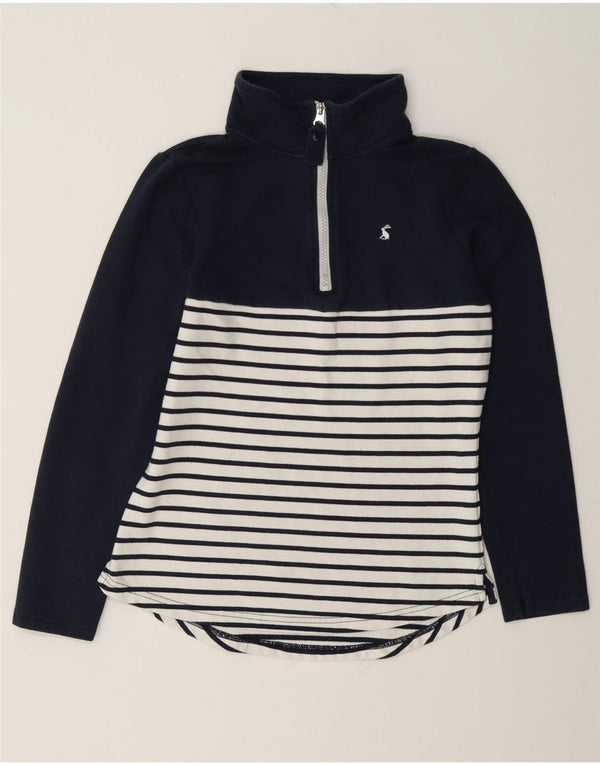 Joules Womens Zip Neck Sweatshirt Jumper UK 6 XS Navy Blue Striped Cotton