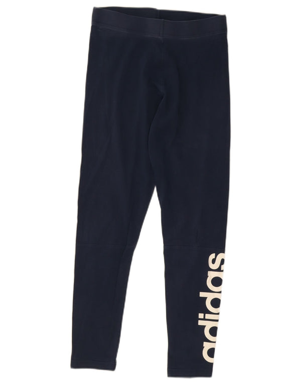 Adidas Womens Graphic Leggings UK 8/10 Smal Navy Blue Cotton