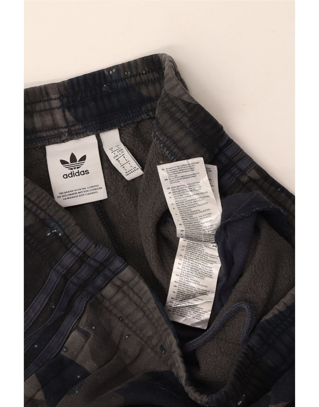 ADIDAS Mens Tracksuit Trousers Joggers Large  Navy Blue Camouflage Cotton