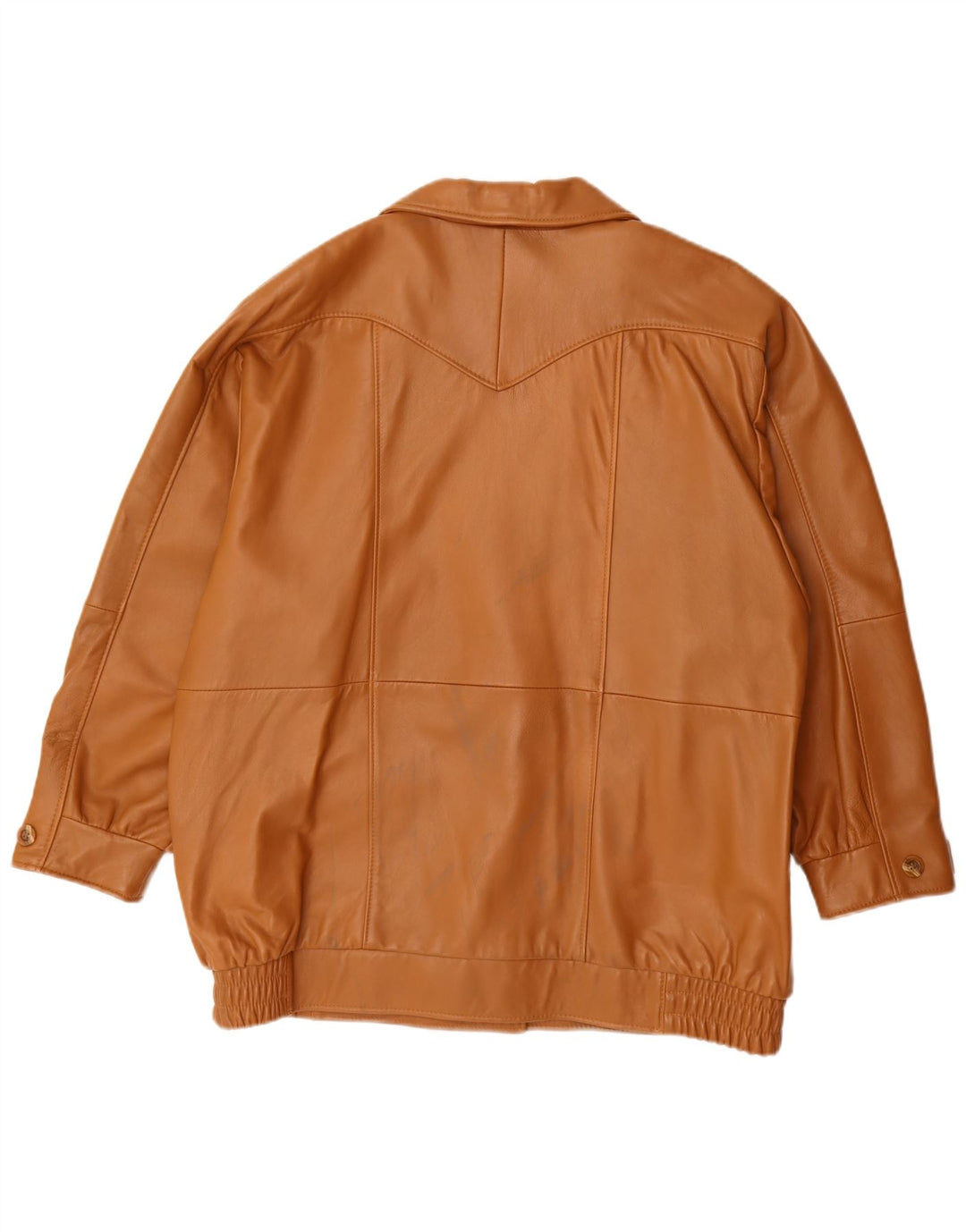 Vintage Womens Oversized Leather Jacket EU 44 XL Brown Leather