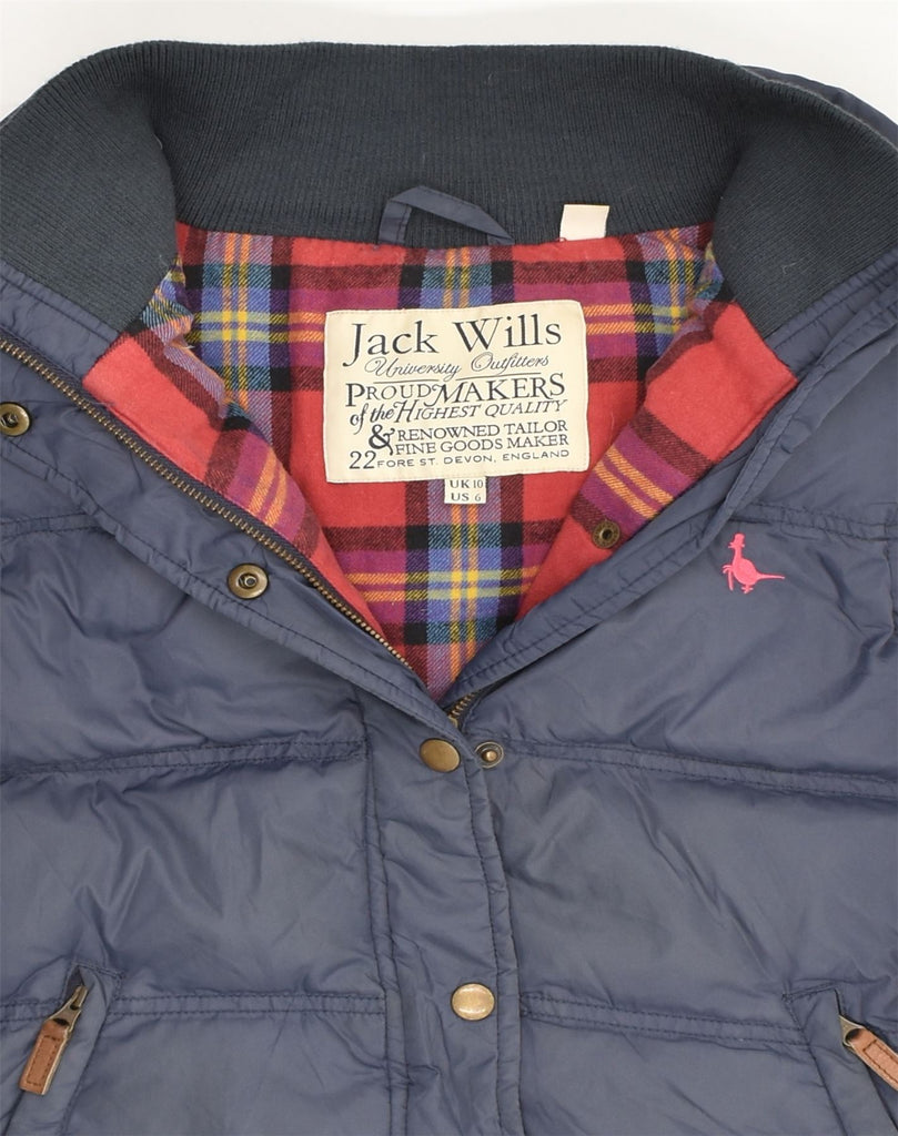 JACK WILLS Womens Hooded Padded Gilet UK 10 Small Navy Blue Polyester | Vintage Jack Wills | Thrift | Second-Hand Jack Wills | Used Clothing | Messina Hembry 