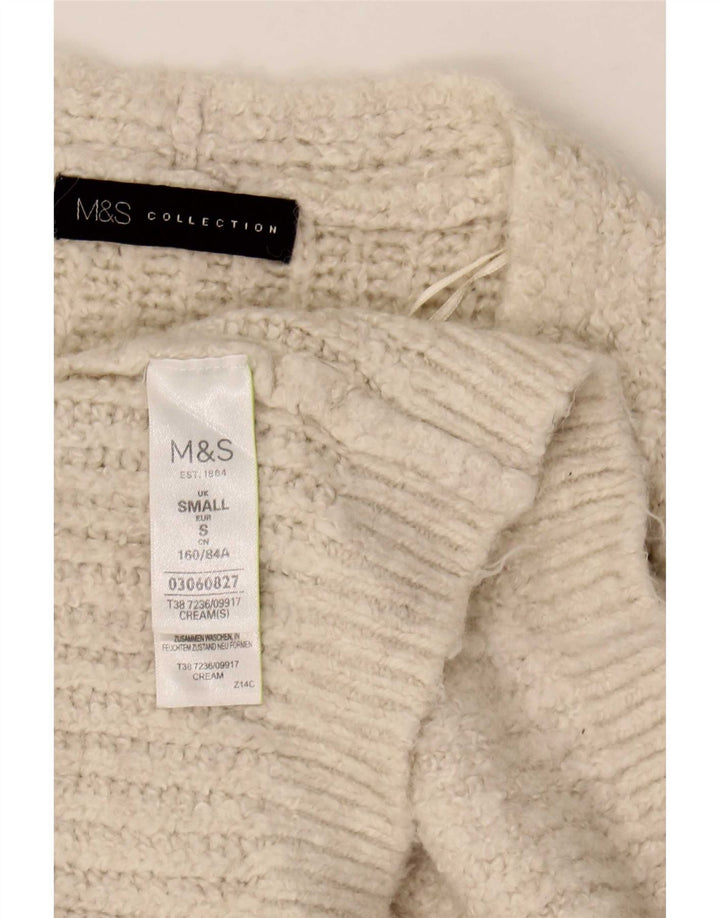 Marks & Spencer Womens Longline Open Cardigan Sweater UK 10 Small Beige
