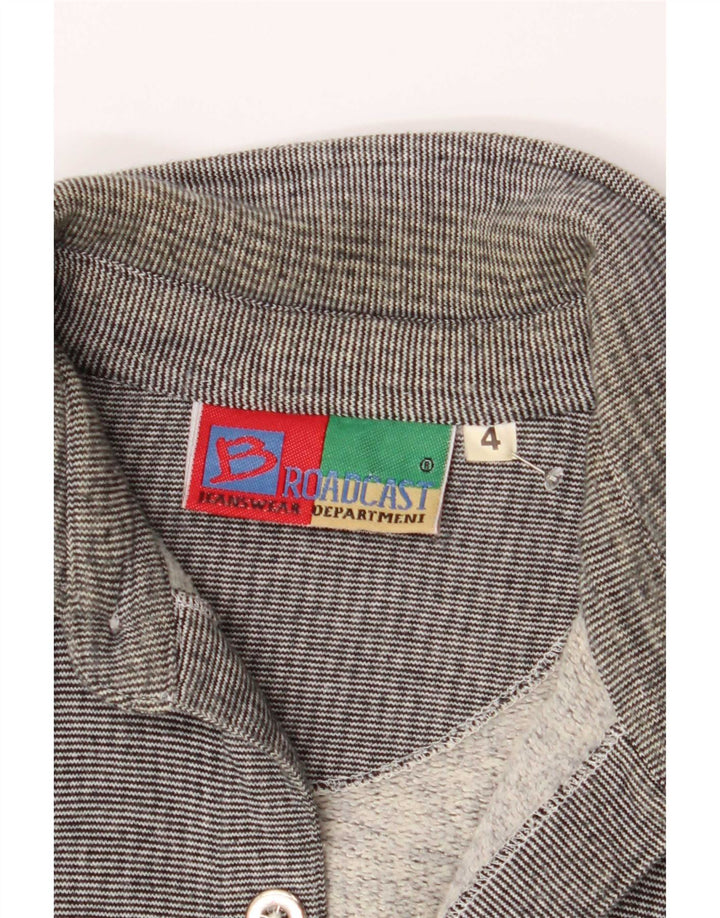 Vintage Mens Overshirt Shirt Medium Grey Pinstripe Cotton