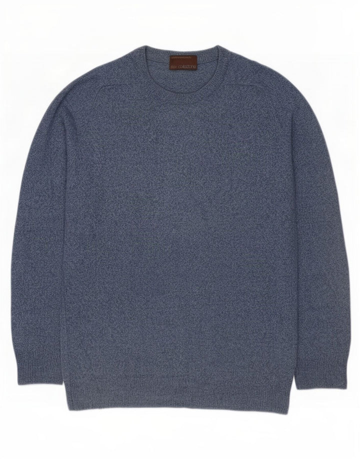 Marks & Spencer Mens Crew Neck Jumper Sweater Small Blue Flecked Lambswool