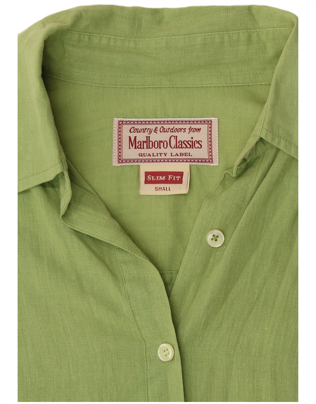 Marlboro Classics Womens Slim Fit Shirt UK 10 Small Green Linen