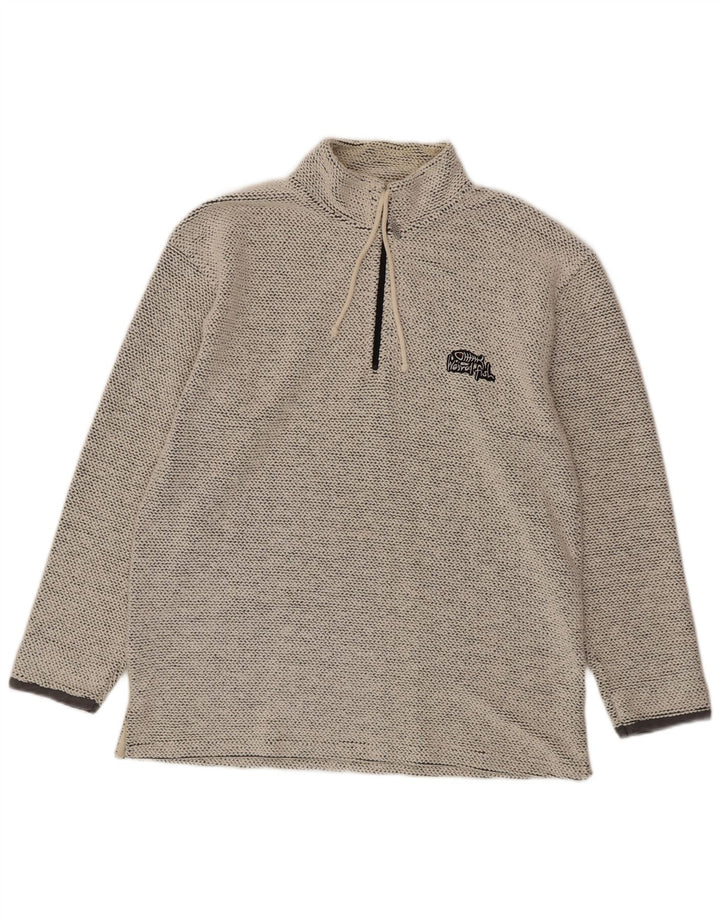WEIRD FISH Mens Zip Neck Sweatshirt Jumper Large Grey Cotton