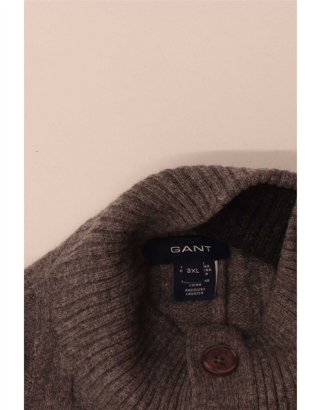 Gant Mens Button Neck Jumper Sweater 3XL Grey Lambswool