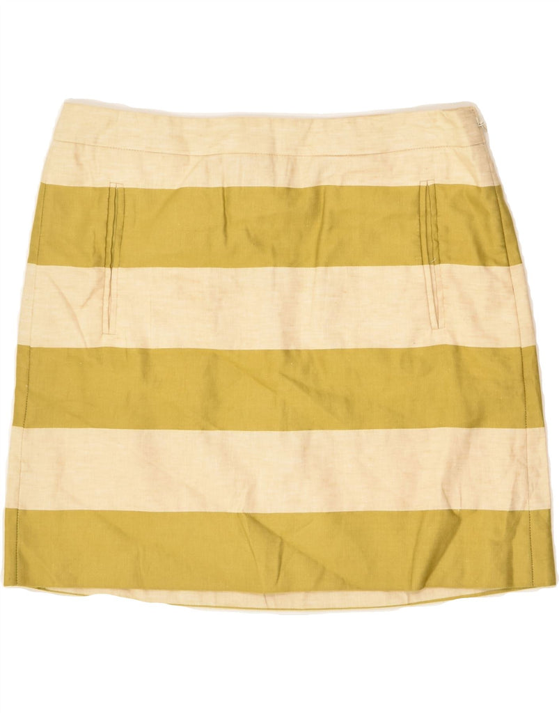 J. CREW Womens Mini Skirt US 2 XS W28 Green Striped Linen | Vintage J. Crew | Thrift | Second-Hand J. Crew | Used Clothing | Messina Hembry 