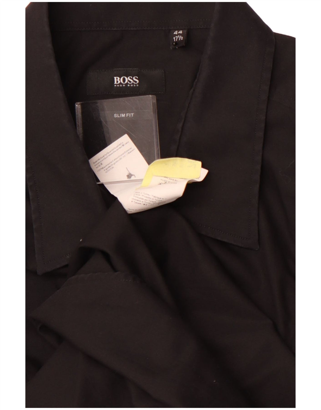 HUGO BOSS Mens Slim Fit Shirt Size 44 17 1/2  XL Black Cotton