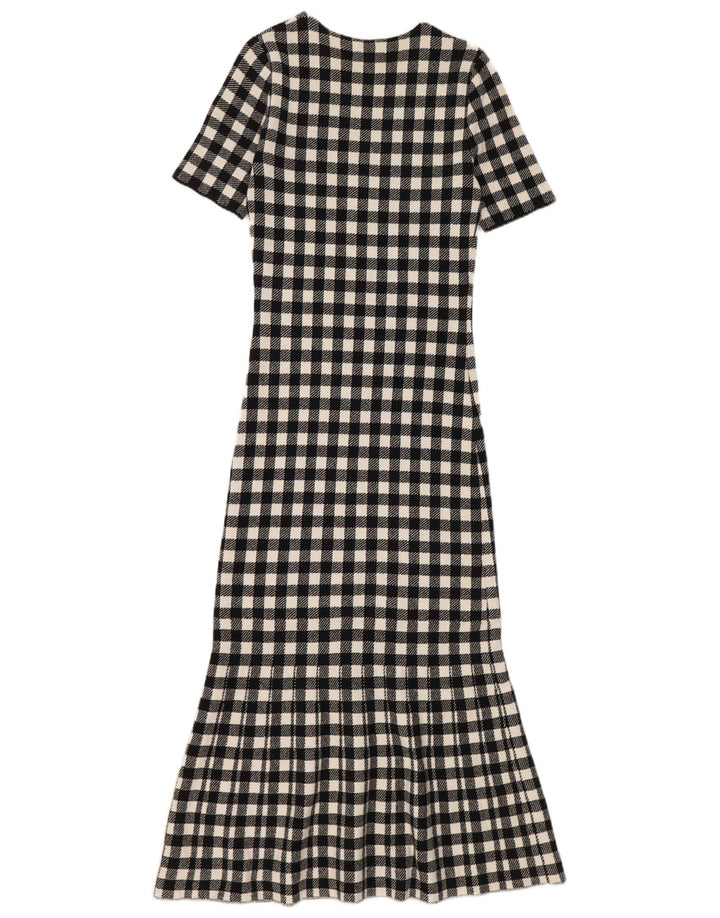 MASSIMO DUTTI Womens Maxi Dress UK 4 XS Black Check Cotton