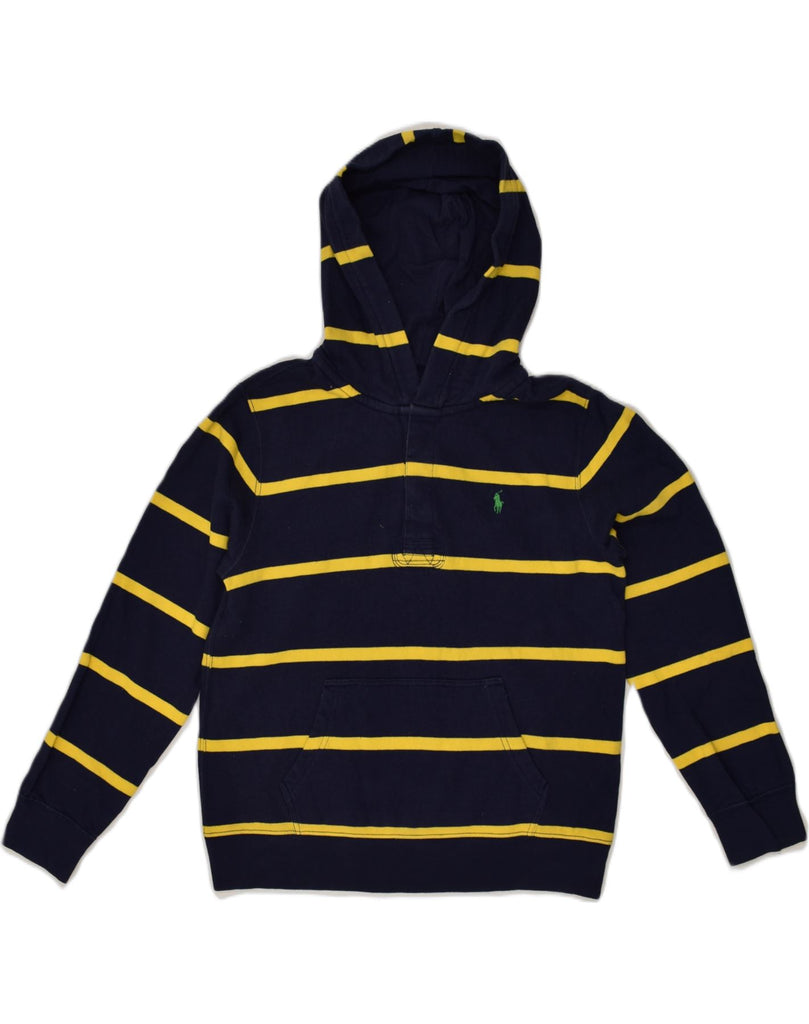 POLO RALPH LAUREN Boys Hoodie Jumper 14-15 Years Large Navy Blue Striped | Vintage Polo Ralph Lauren | Thrift | Second-Hand Polo Ralph Lauren | Used Clothing | Messina Hembry 