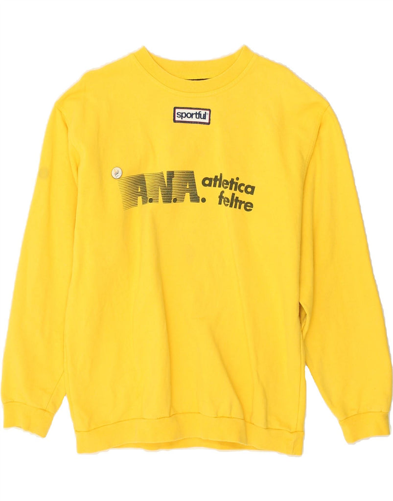 HUMMEL Mens Graphic Sweatshirt Jumper Medium Yellow Cotton | Vintage Hummel | Thrift | Second-Hand Hummel | Used Clothing | Messina Hembry 