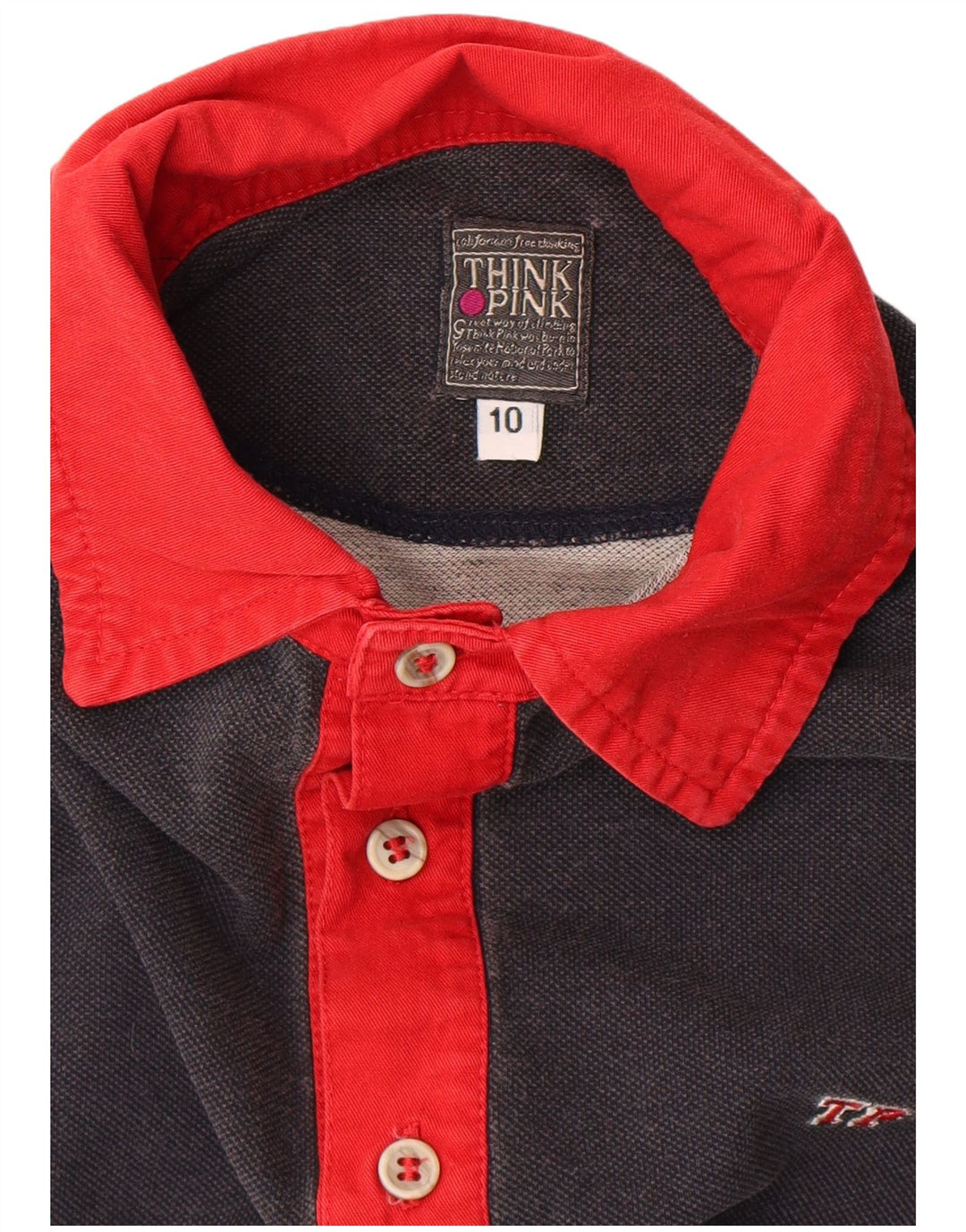 Think Pink Boys Polo Shirt 9-10 Years Grey Colourblock Cotton