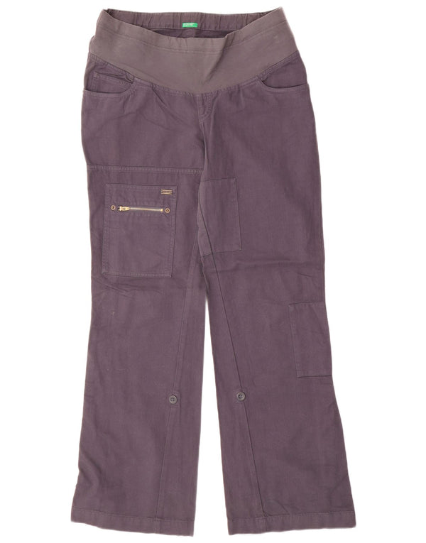Benetton Womens Wide Leg Cargo Trousers W32 L33 Purple