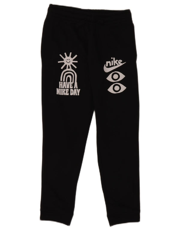 NIKE Girls Graphic Tracksuit Trousers Joggers 10-11 Years Medium Black