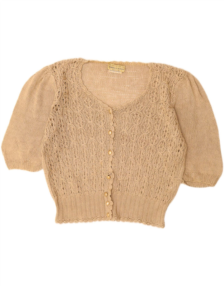 MARIELLA BURANI Womens Short Sleeve Cardigan Sweater UK 16 Large  Beige
