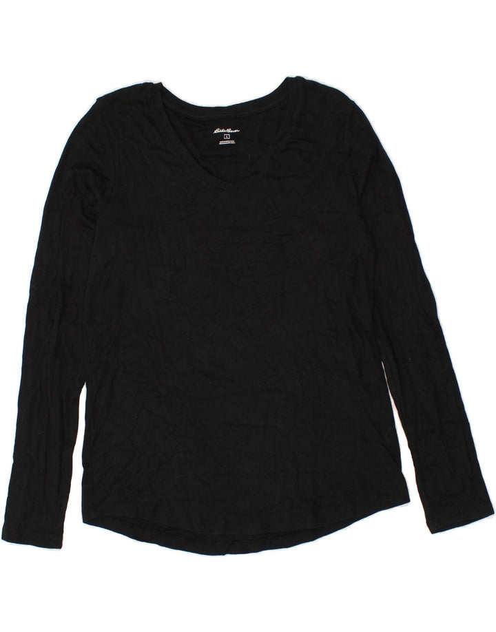 EDDIE BAUER Womens Top Long Sleeve UK 16 Large Black Cotton