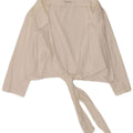 Naracamicie Womens Crop Wrap Shirt Blouse UK 14 Medium White Cotton