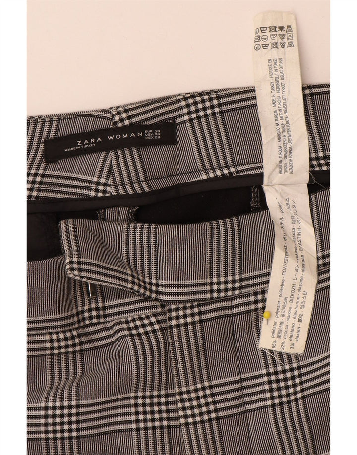 Zara Womens Straight Suit Trousers EU 38 Small W32 L26 Grey Check Polyester