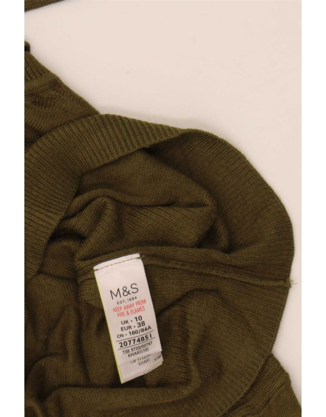 Marks & Spencer Womens Oversized Crew Neck Jumper Sweater UK 10 Small Khaki