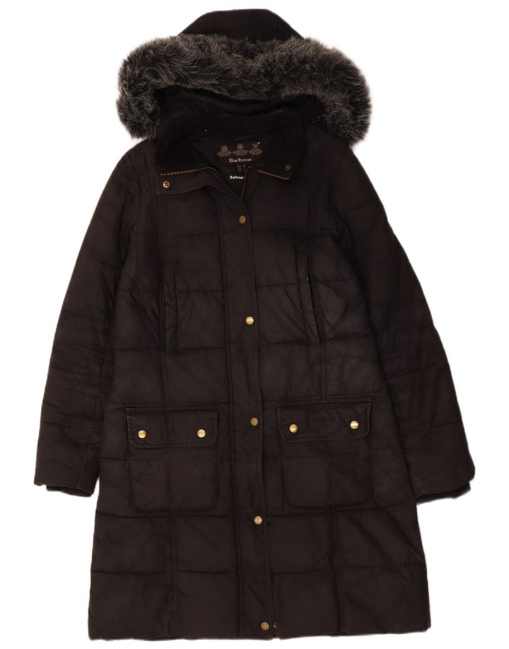 Barbour Womens Hooded Padded Coat UK 12 Medium Black