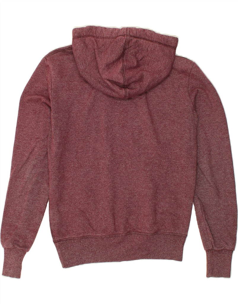 SUPERDRY Womens Graphic Hoodie Jumper UK 10 Small Maroon Flecked Cotton | Vintage Superdry | Thrift | Second-Hand Superdry | Used Clothing | Messina Hembry 