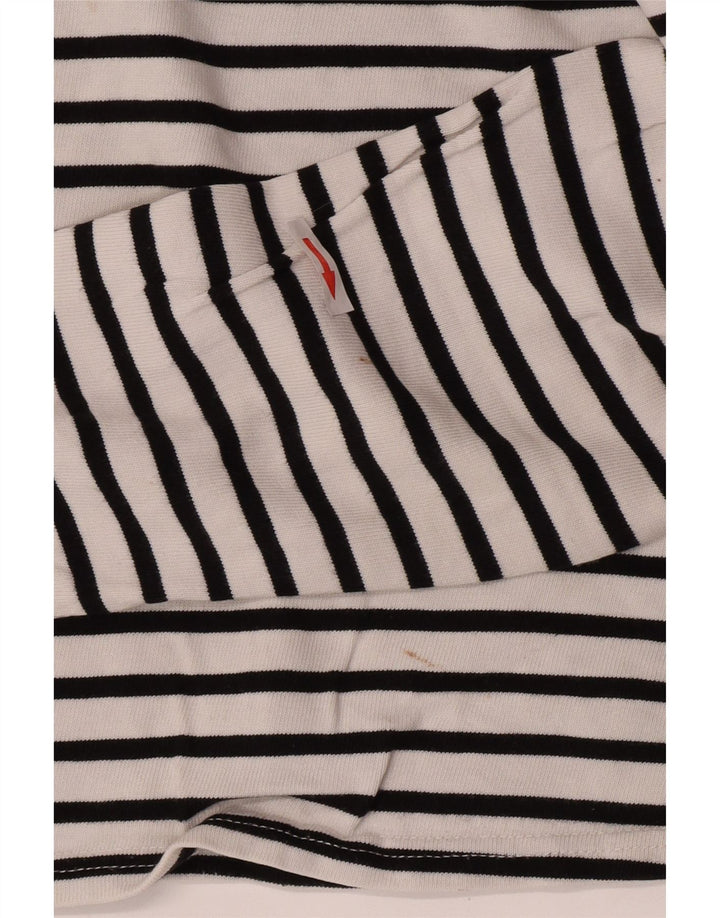 Zara Womens Top Long Sleeve UK 10 Small White Striped Cotton