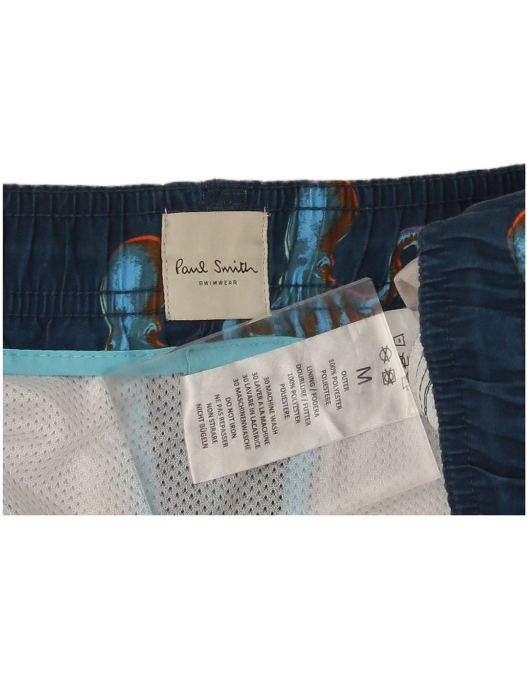 Paul Smith Mens Abstract Pattern Swimming Shorts Medium  Blue Polyester