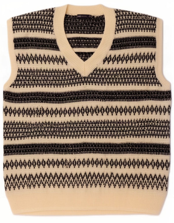 Marks & Spencer Mens Vest Tank Top XL White Geometric Acrylic