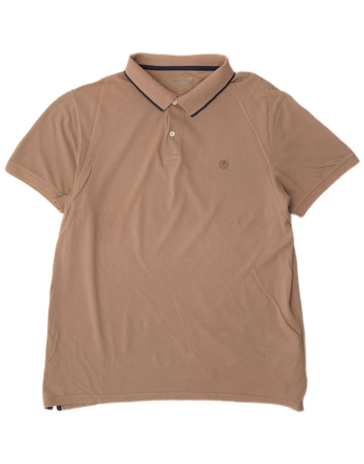 Timberland Mens Polo Shirt XL Beige Cotton