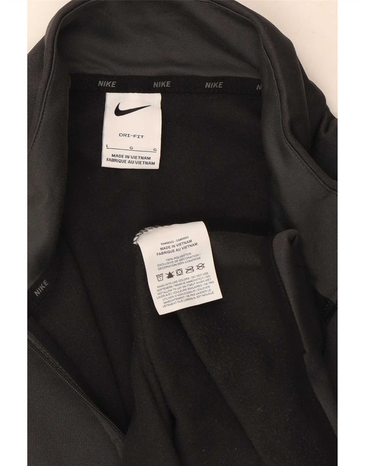 Nike Mens Dri Fit Zip Neck Pullover Tracksuit Top Large Grey Polyester