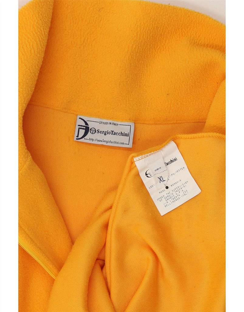 SERGIO TACCHINI Mens Zip Neck Fleece Jumper XL Yellow Polyester Vintage Sergio Tacchini and Second-Hand Sergio Tacchini from Messina Hembry 