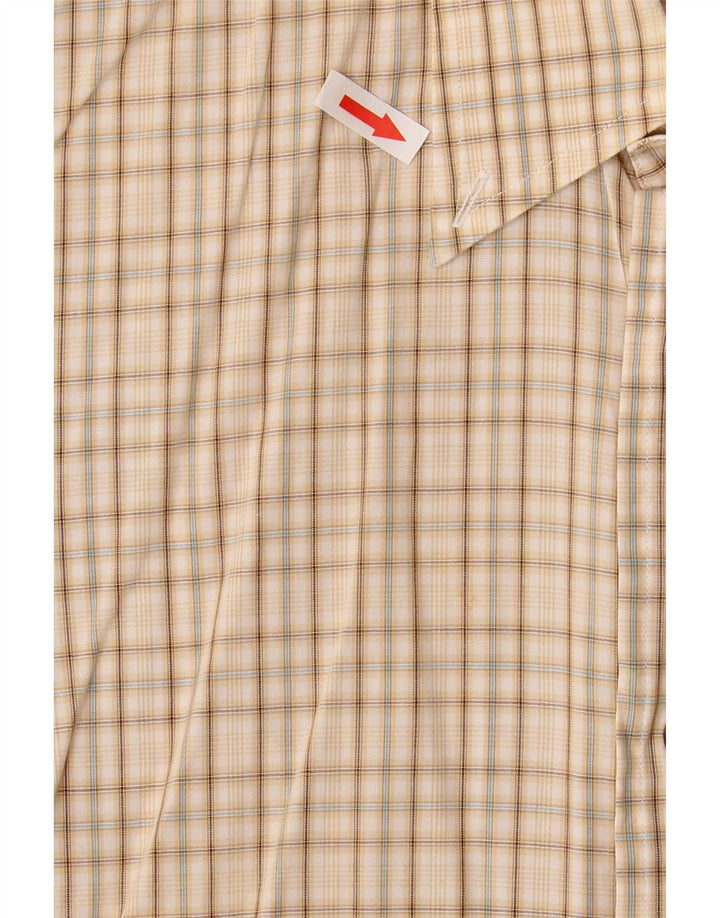 Trussardi Mens Shirt Medium Beige Check Cotton