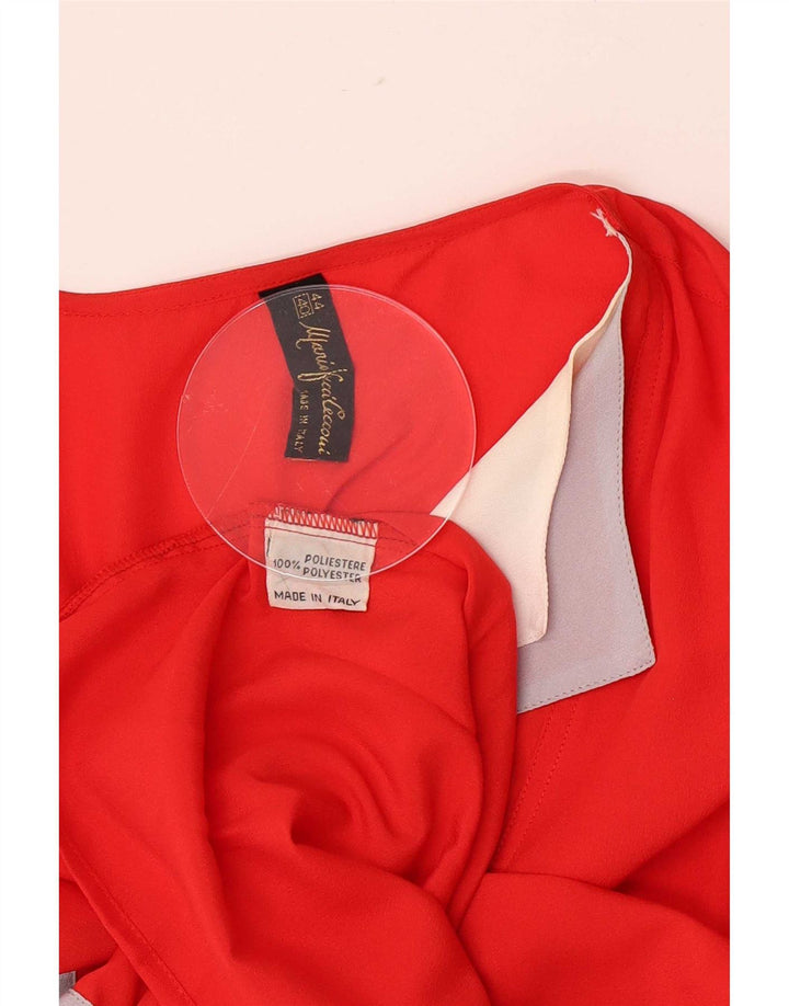 Mario Pucci Cecconi Womens Blouse Top IT 44 Medium Red Colourblock