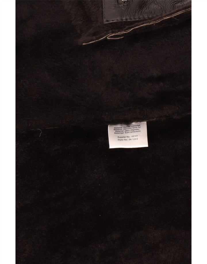 Vintage Mens Shearling Jacket UK 46 3XL Black Leather
