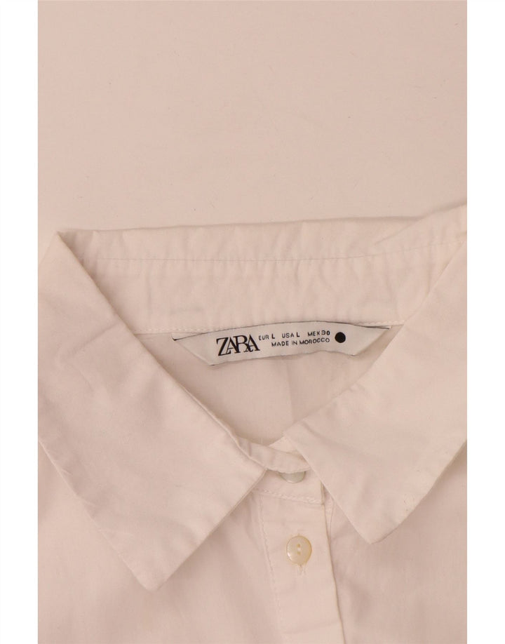 Zara Womens 3/4 Sleeve A-Line Dress UK 14 Large White Polyester