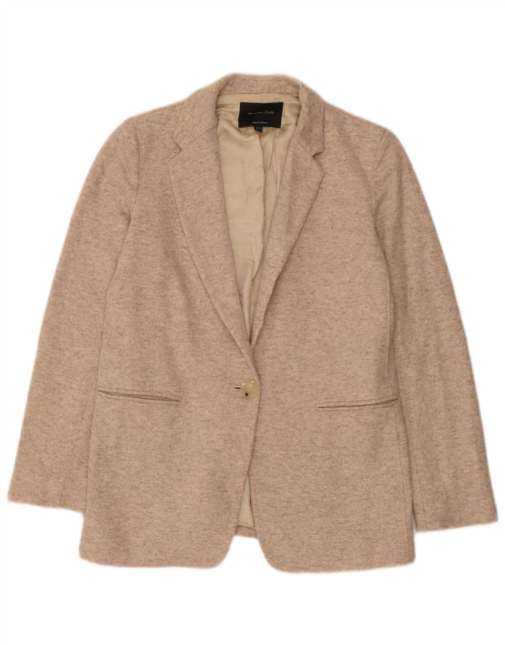 Massimo Dutti Womens Knit 1 Button Blazer Jacket EU 38 Small Beige Flecked