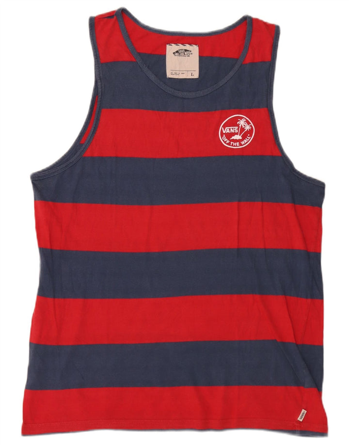 Vans Mens Vest Top Large Blue Striped