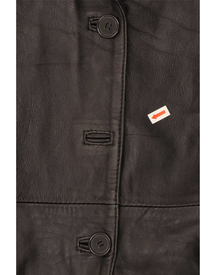 Vintage Womens Leather Coat IT 46 Large Black
