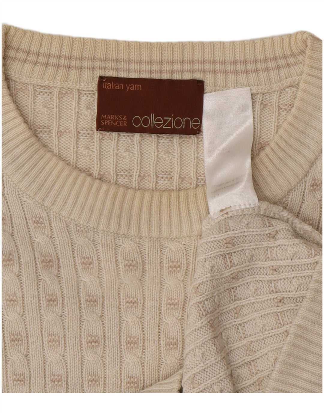 Marks & Spencer Mens Crew Neck Jumper Sweater Medium Off White Acrylic