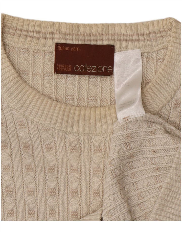 Marks & Spencer Mens Crew Neck Jumper Sweater Medium Off White Acrylic