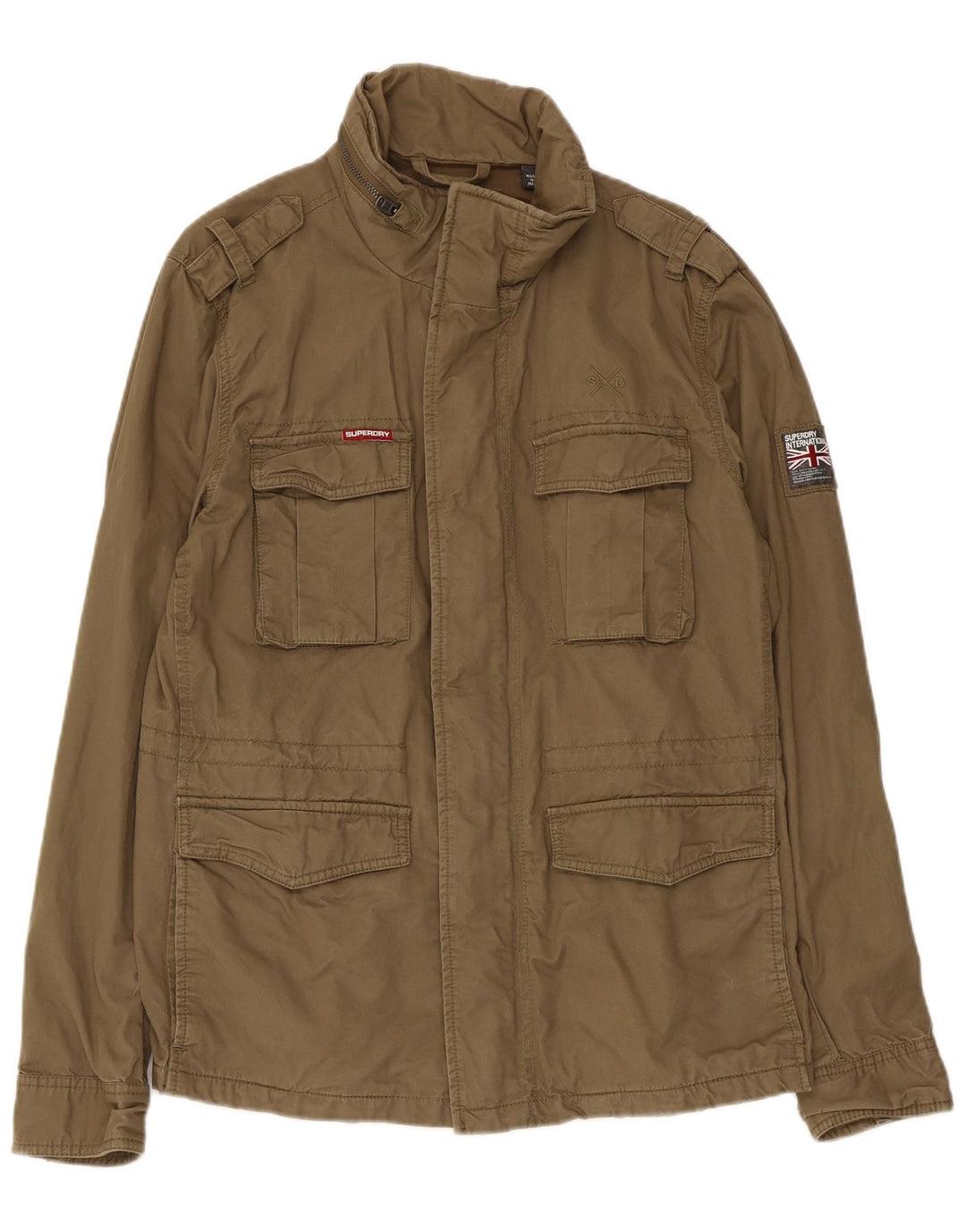 Superdry Mens Military Jacket UK 40 Large Khaki Cotton