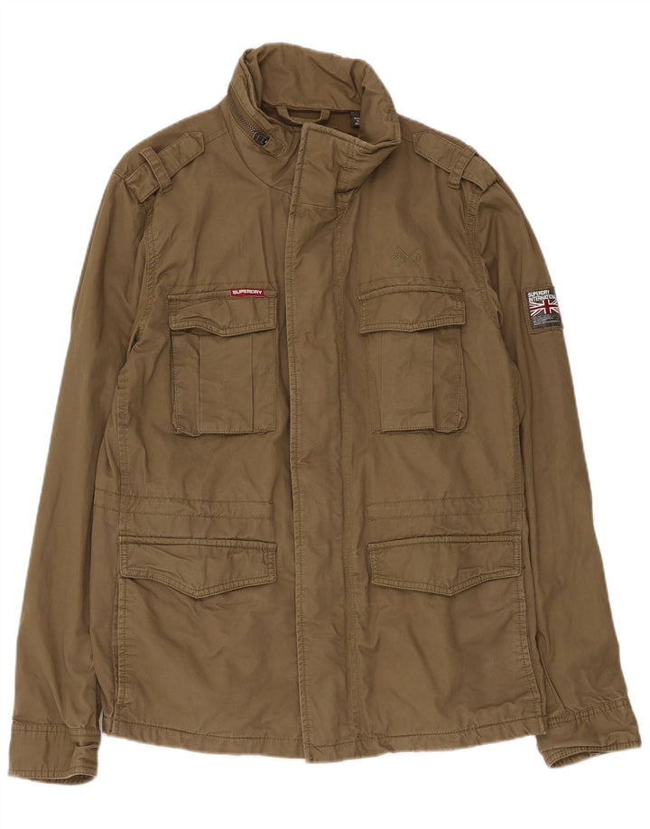 Superdry Mens Military Jacket UK 40 Large Khaki Cotton