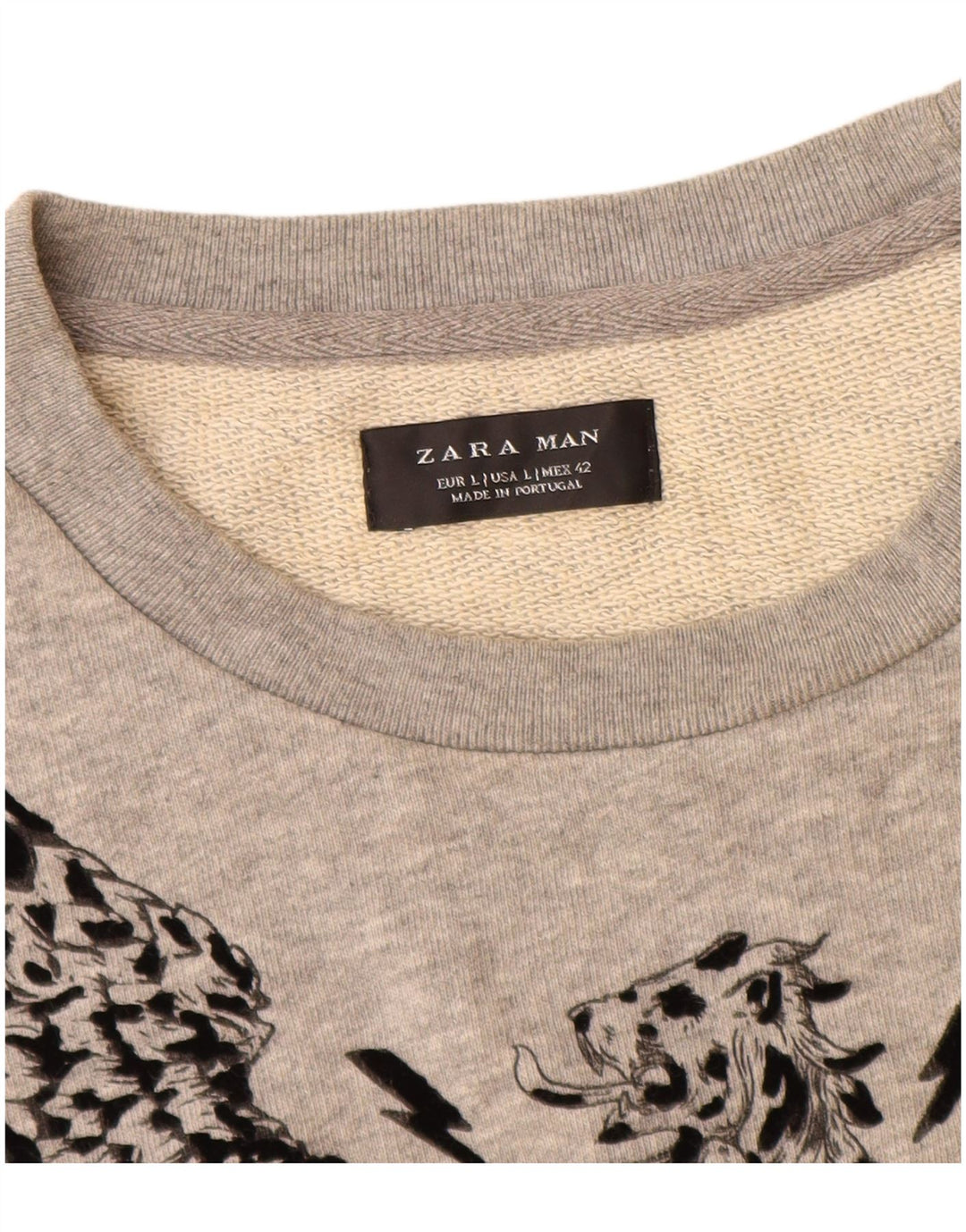Zara Mens Graphic Sweatshirt Jumper Large Grey