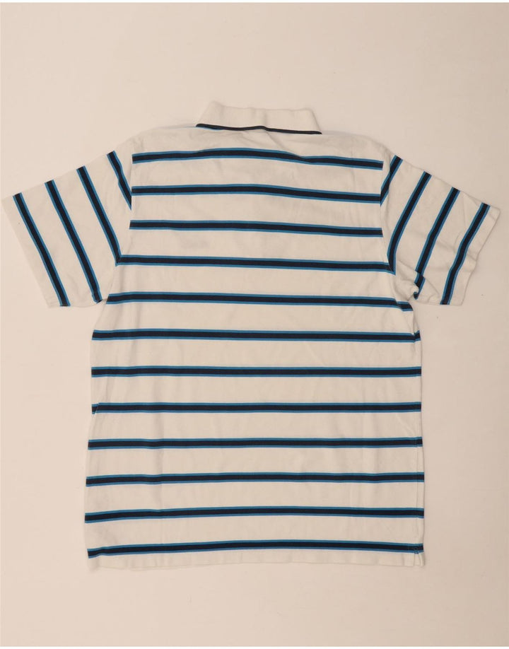 REEBOK Mens Polo Shirt XL White Striped Cotton